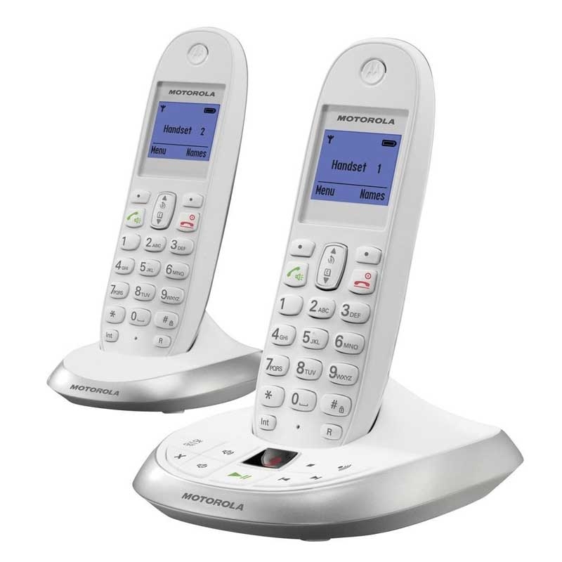 Motorola Solutions C2012 DECT Duo-Set Schnurlostelefon mit Anfrufbeantworter weiß