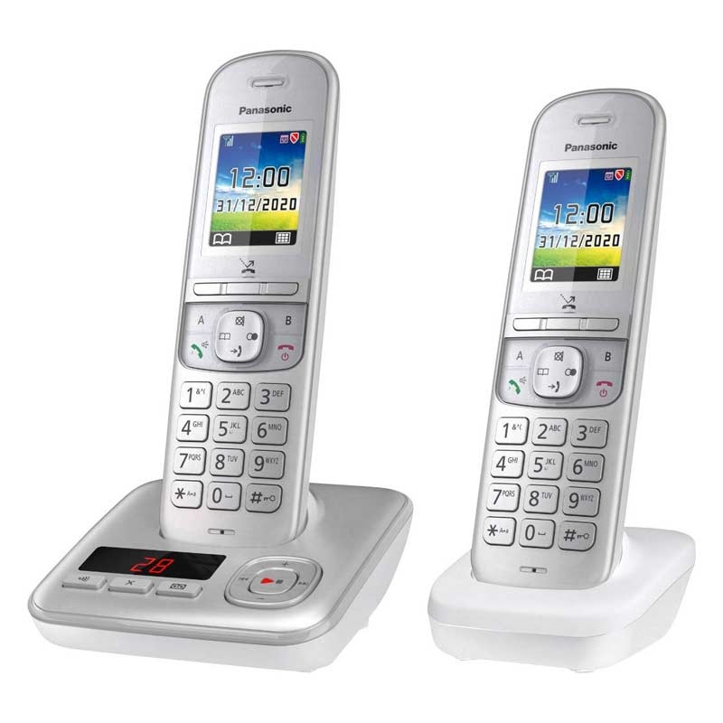 Panasonic KX-TGH722GG Schnurlostelefon mit Anrufbeantworter und zusätzlichem Mobilteil