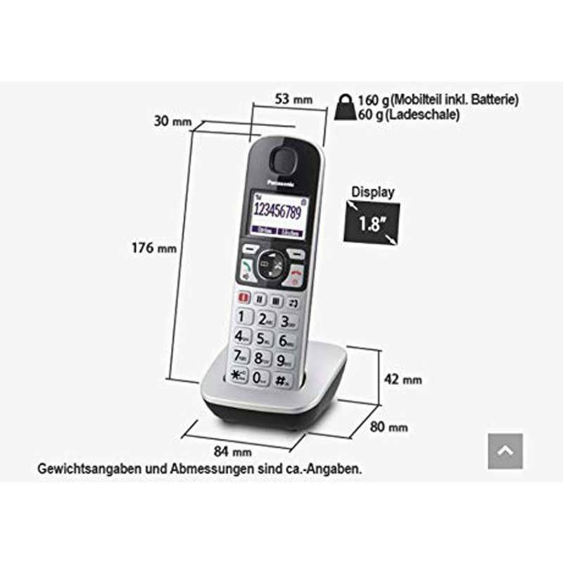 Panasonic KX-TGQ500GS IP-Telefon für Senioren Silber