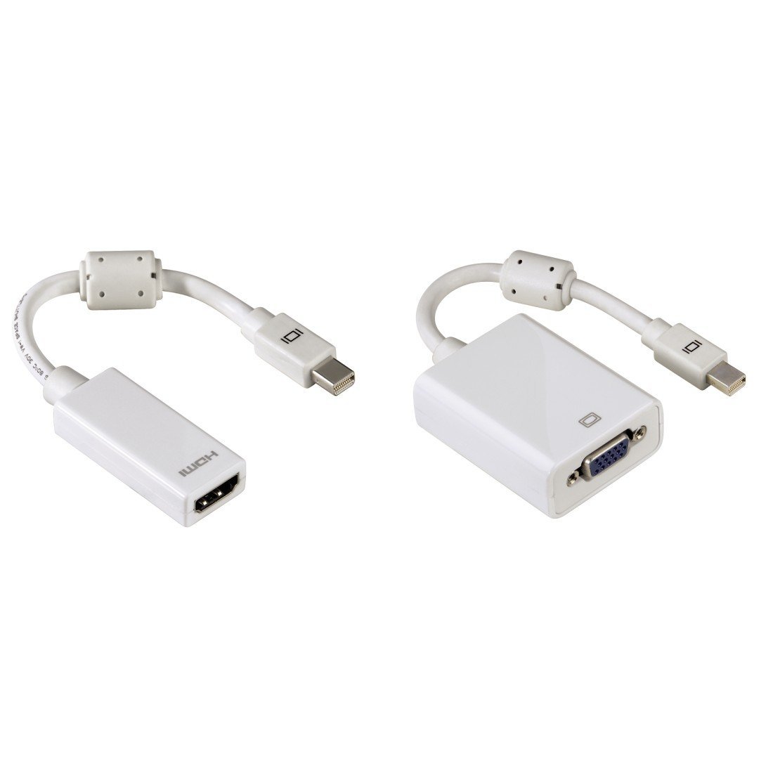 Hama 00053249 Mini-DisplayPort-Adapter-Set (für HDMI und VGA, doppelt geschirmt) weiß
