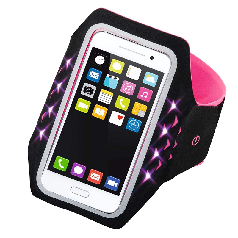Hama Sportarmband für Smartphone mit LED pink