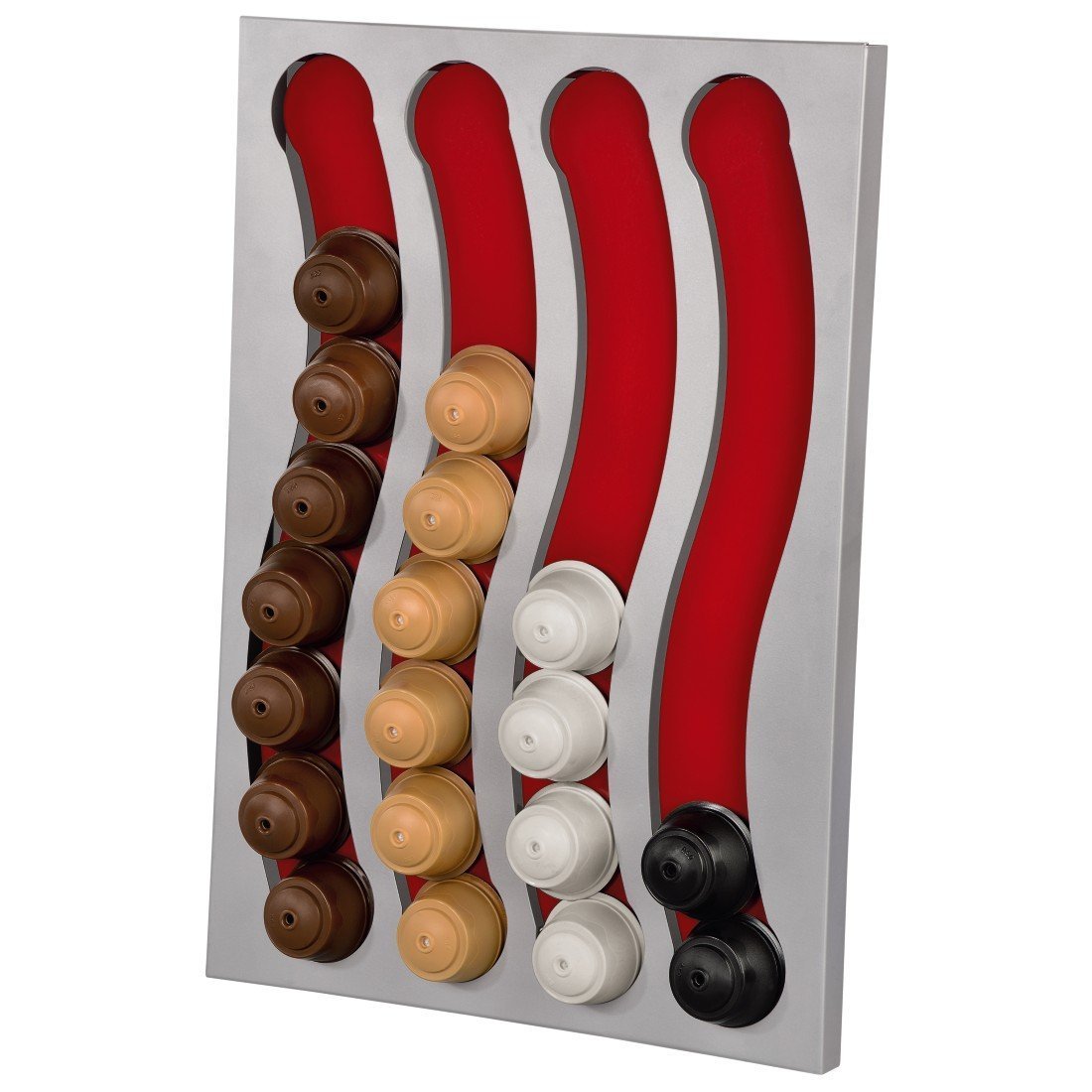 Xavax Kaffee-Kapselhalter "Pendolare III" für Dolce Gusto 32, Silber Matt