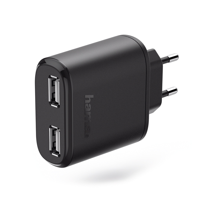 Hama 2-fach-USB-Ladeadapter "Auto-Detect" für Tablets, 5 V/4,8 A, Schwarz