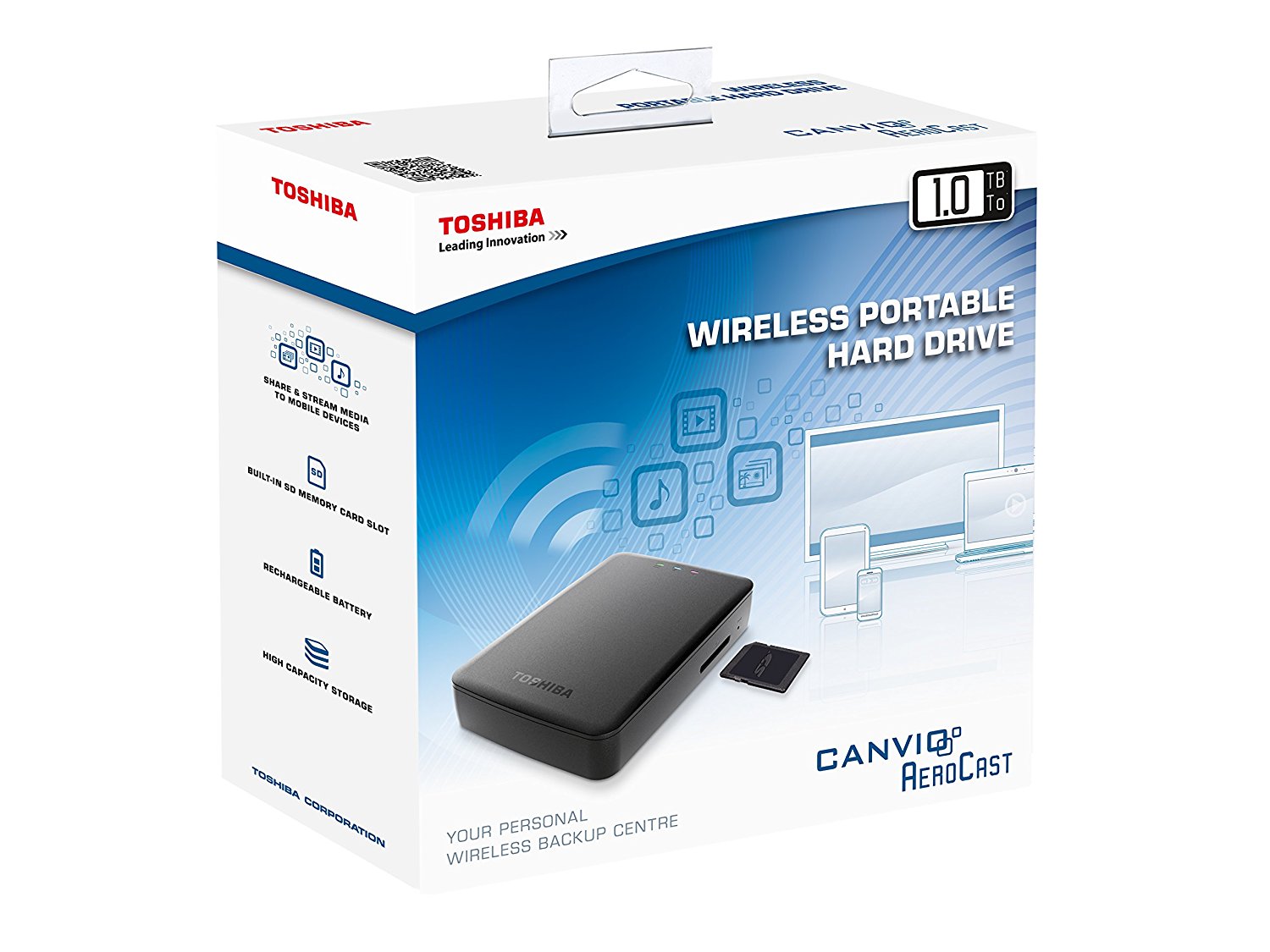 Toshiba Canvio AeroCast wireless Festplatte 1 TB USB 3.0 schwarz