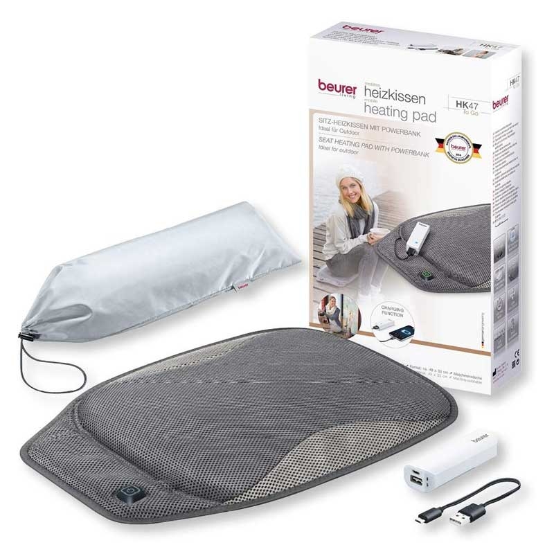 Beurer HK 47 To Go Heizkissen, 49 x 33 cm, 3,6 Watt, Akkubetrieb, grau
