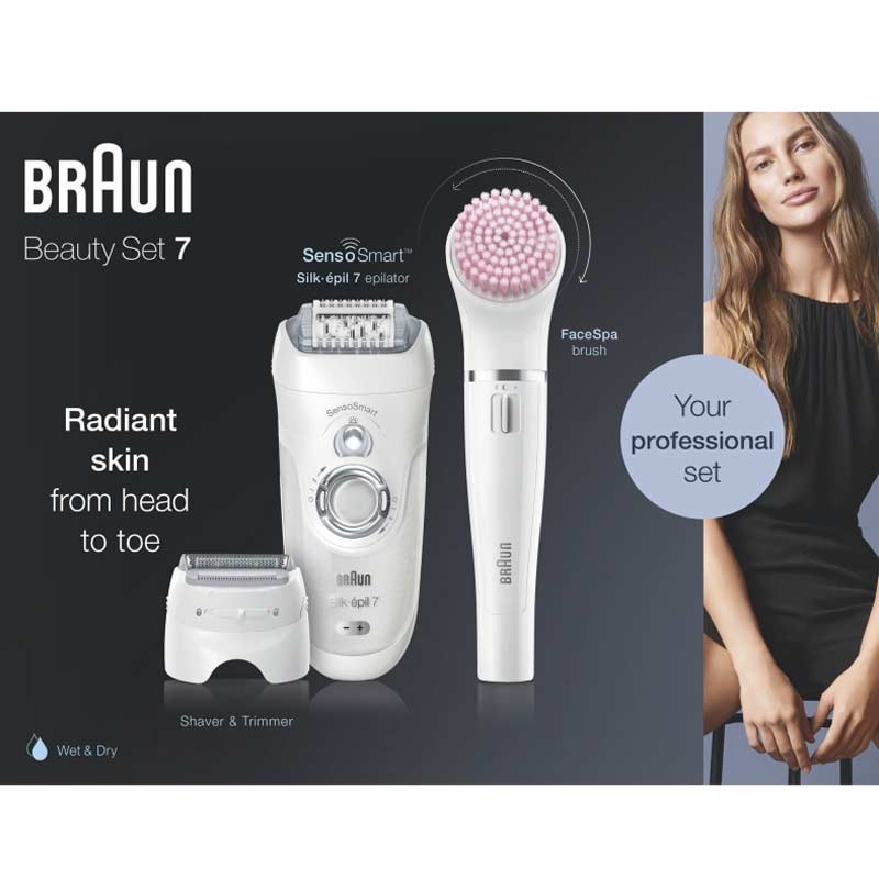 Braun Silk-épil 7-875 SensoSmart Beauty Set 7 Epiliergerät weiß/silber