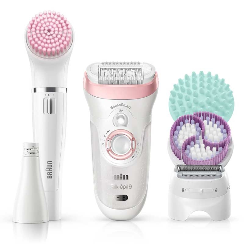 Braun Silk-epil Beauty-Set 9 9-985 Epilierer Set weiss/rosa