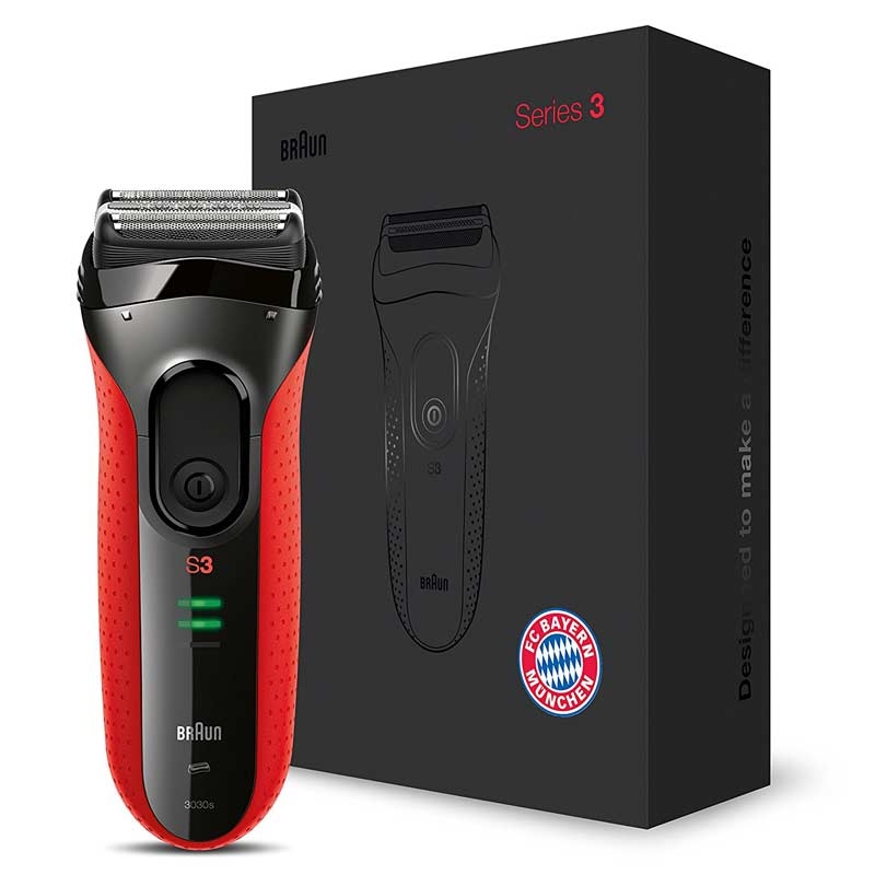 Braun Series 3 ProSkin Elektrorasierer 3030s FC Bayern München Edition, rot