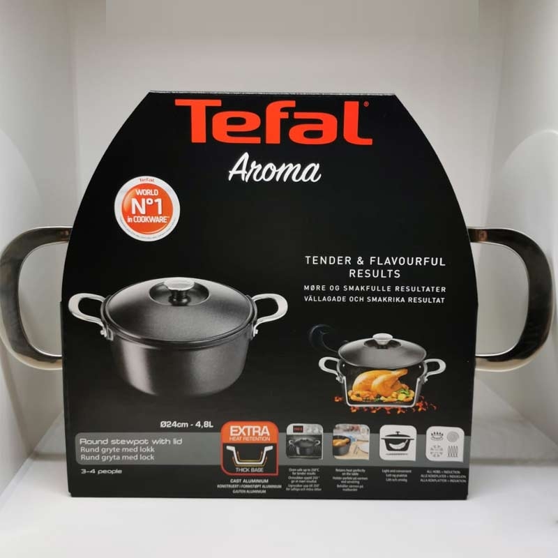 Tefal E2157014 Schmortopf mit Deckel Gusseisen/Alu 24cm induktionsgeeiegnet