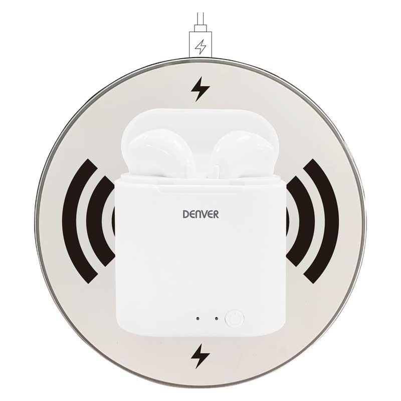 Denver TWQ-40P True Wireless InEar Headset + Qi Ladefunktionn & Ladepad