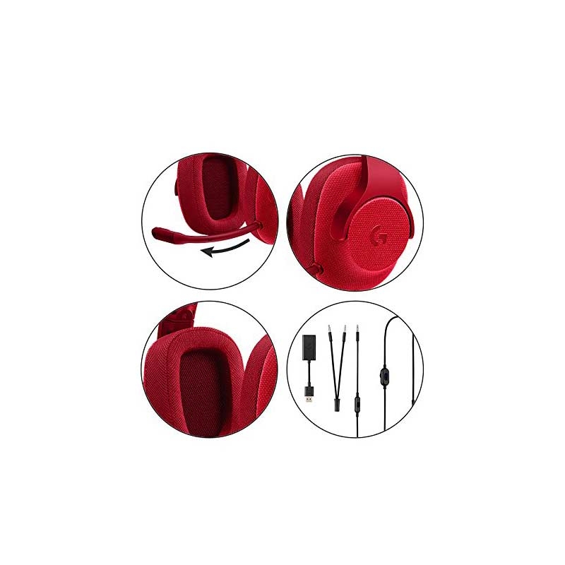Logitech G433 Kabelgebundene Gaming Kopfhörer rot