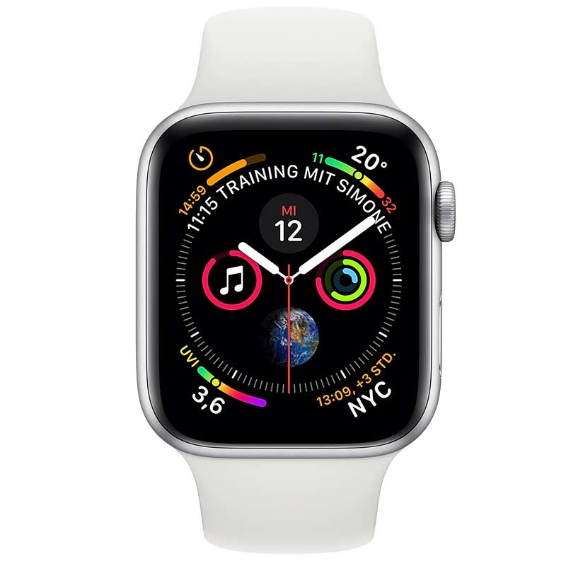 Apple Watch Series 4 GPS + LTE 40mm edelstahl silber Sportarmband weiß