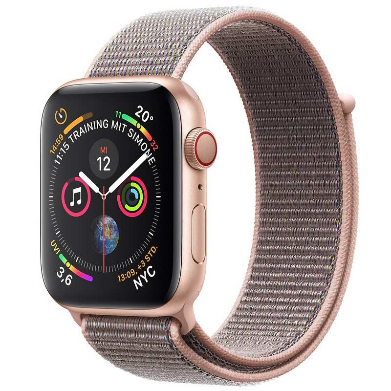 Apple Watch Series 4 GPS + LTE 44mm sandrosa Armband gold