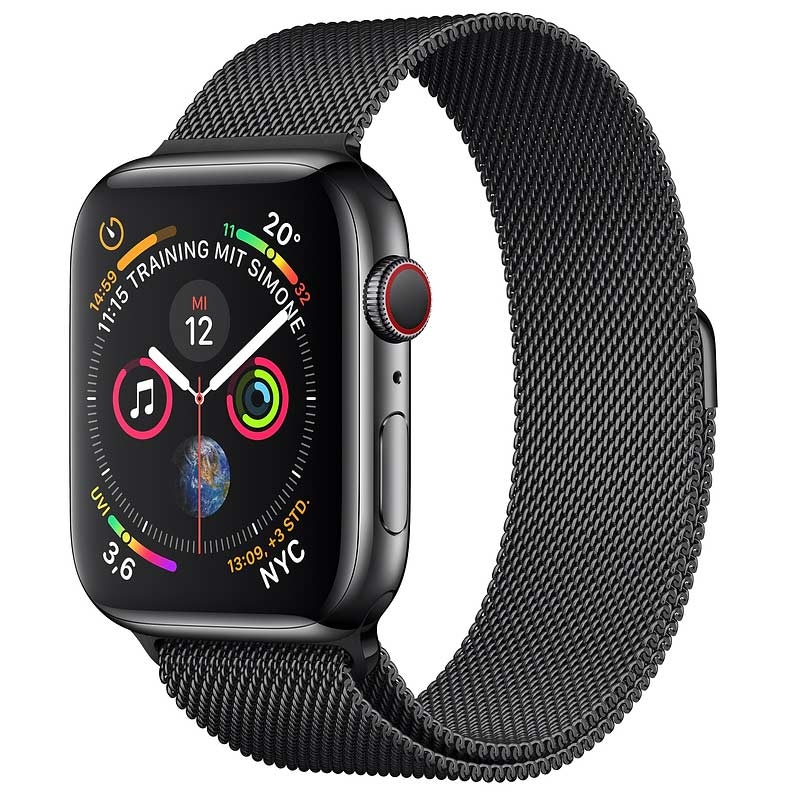 Apple Watch Series 4 GPS + LTE 40mm Edelstahl schwarz Armband schwarz