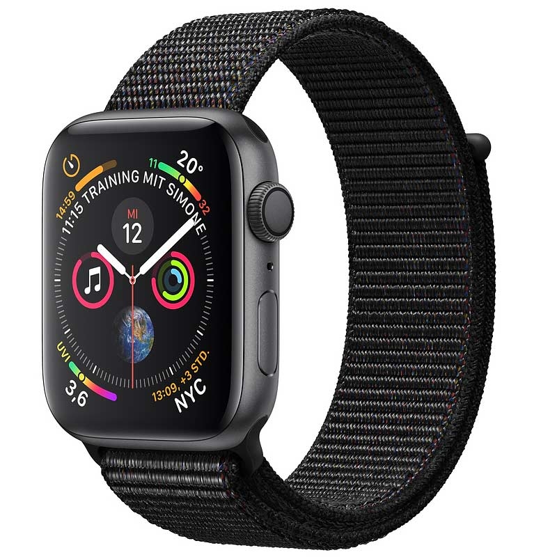 Apple Watch Series 4 GPS 44mm schwarz Armband schwarz