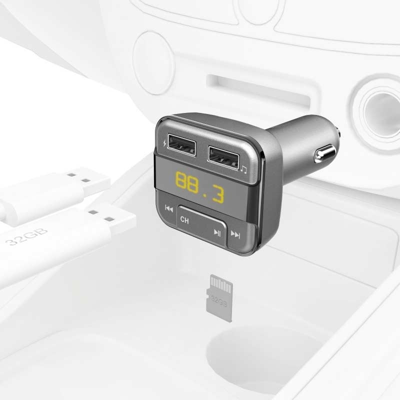 Hama Bluetooth®-FM-Transmitter mit USB-Ladefunktion, Grau