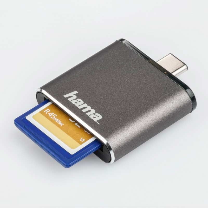 Hama USB-3.1-Type-C-UHS-II-OTG-Kartenleser SD Grau