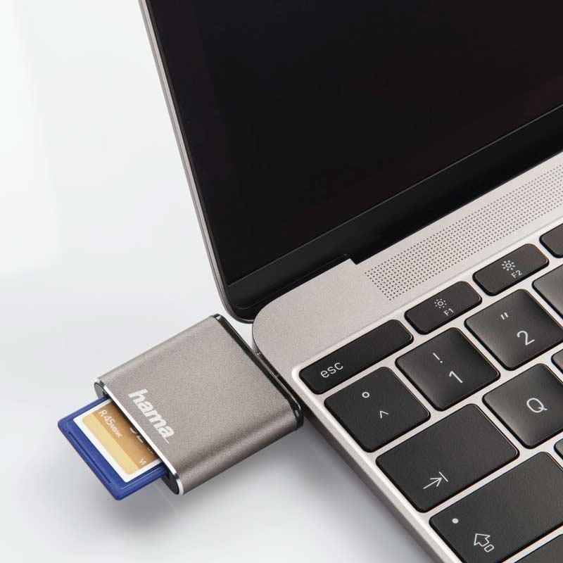 Hama USB-3.1-Type-C-UHS-II-OTG-Kartenleser SD Grau