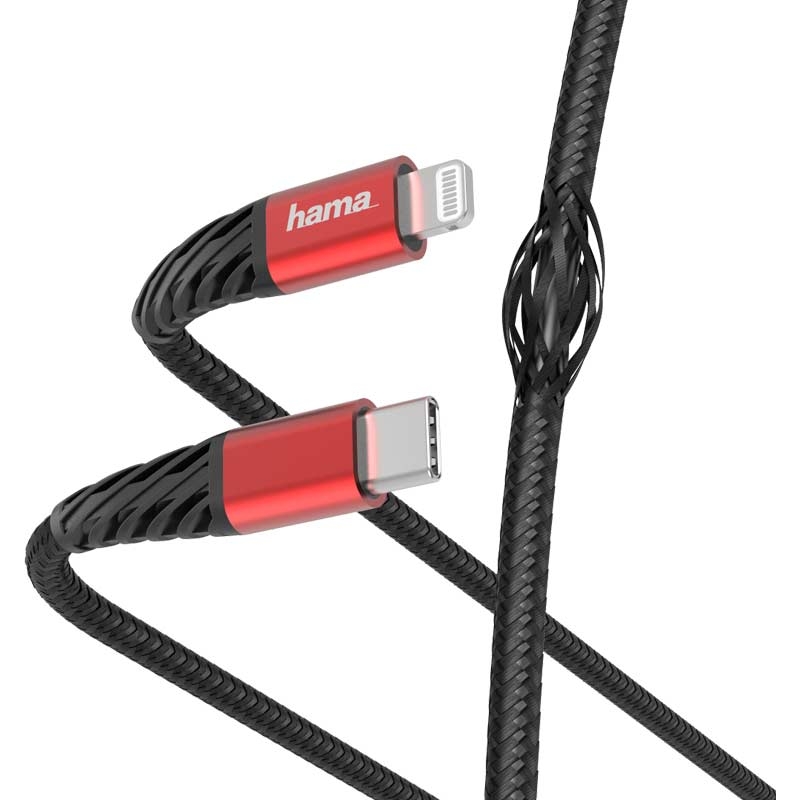 Hama Schnellade-/Datenkabel "Extreme", USB-C - Lightning, 1,5 m, Schwarz/Rot