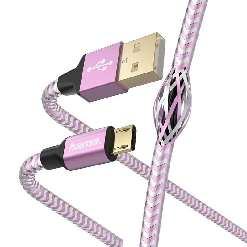 Hama Lade-/Datenkabel "Reflective", Micro-USB, 1,5 m, Lavendel