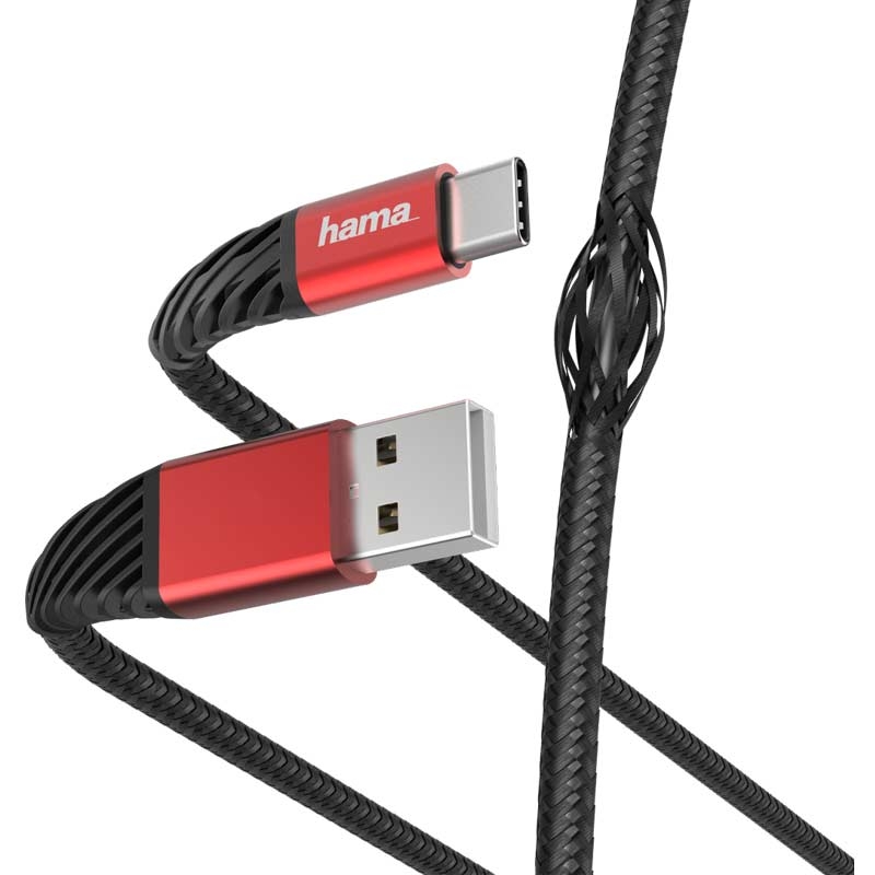 Hama Lade-/Datenkabel "Extreme", USB-A - USB-C, 1,5 m, Schwarz/Rot