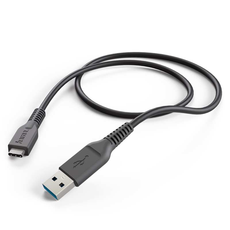 Hama Lade-/Datenkabel, USB Type-C - USB-3.1-A-Stecker, 1 m, Schwarz