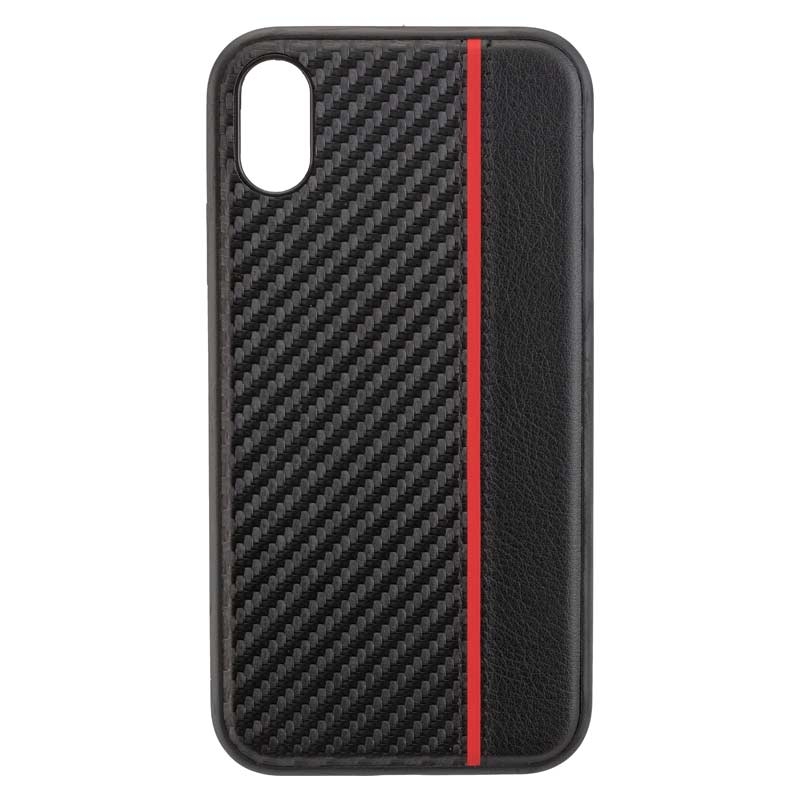 Peter Jäckel COMMANDER Back Cover CARBON PLUS für Apple iPhone XR Red Stripes