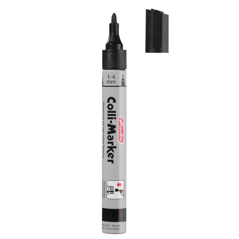 Herlitz 8665408 Colli Marker wasserfest, permanent 1-4 mm (1 Stück) schwarz