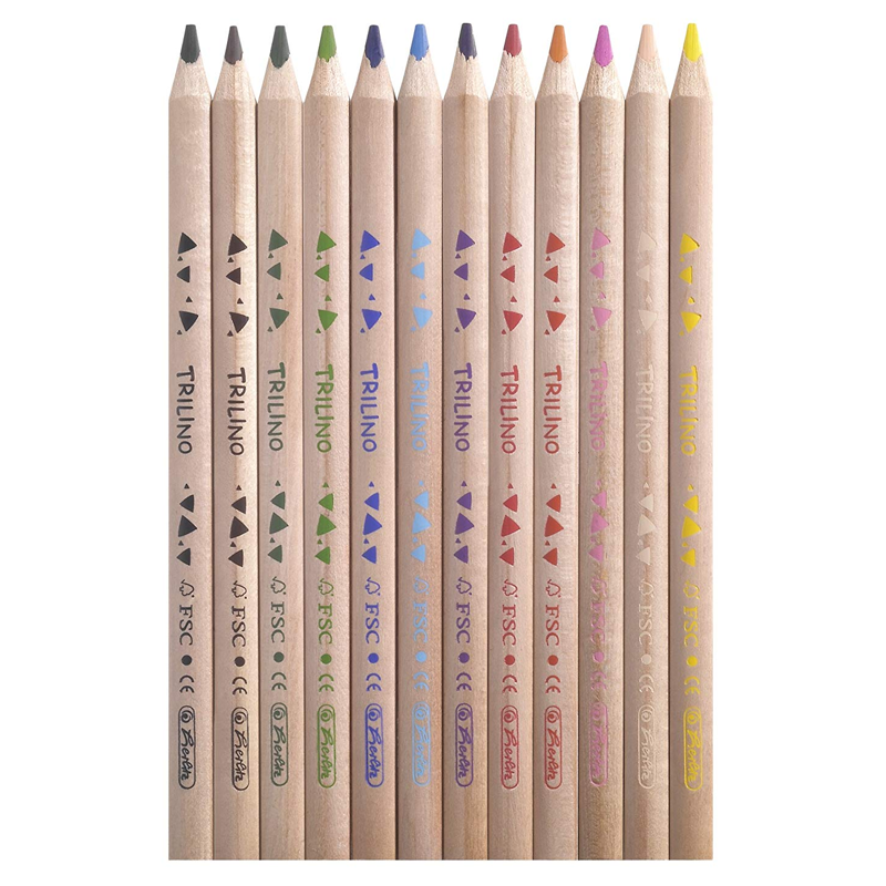Herlitz 10412062 Trilino Buntstifte (12 Stifte/Farben) 3-kant aus FSC Holz