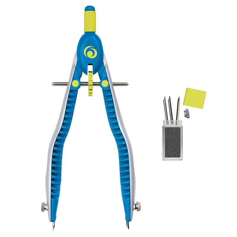 Herlitz 11122330 my.pen Schnellverstellzirkel mit Zusatzminen blau/gelb