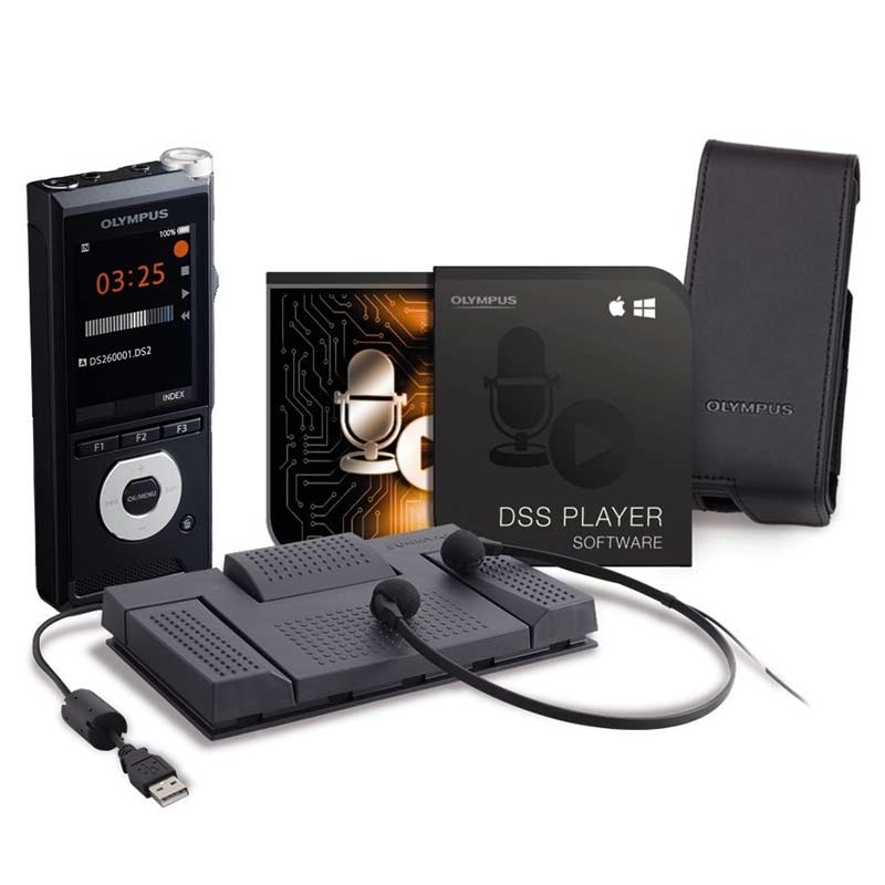 Olympus DS-2600 Diktiergerät inkl. Transkriptionskit AS-2400 mit Fußschalter