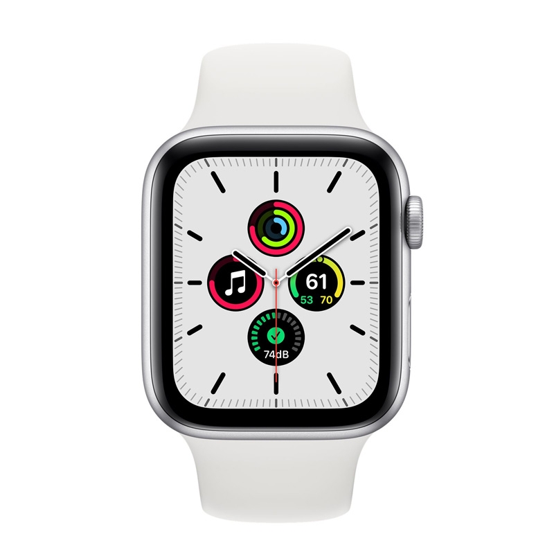 Apple Watch SE Silber 44mm Sportarmband Weiß
