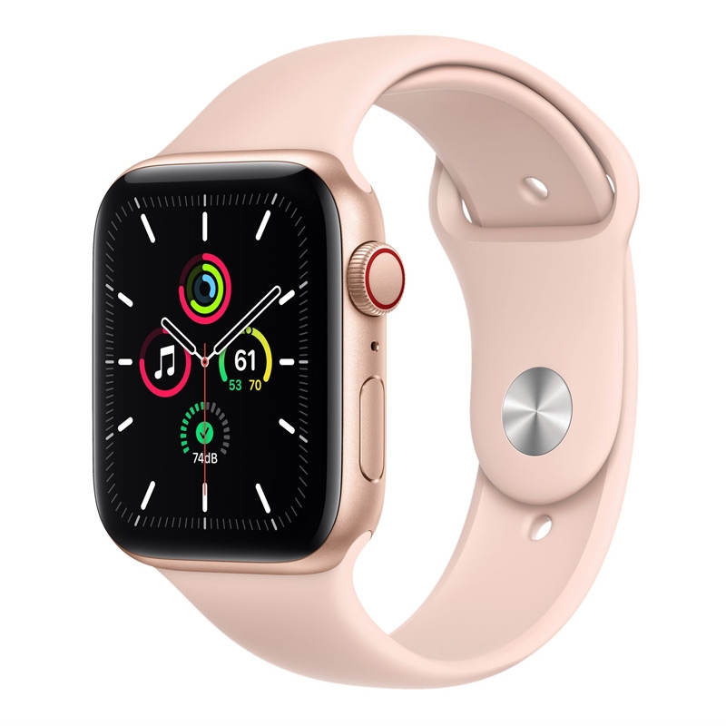 Apple Watch SE (GPS + Cellular) 44 mm Aluminium gold mit Sportarmband sandrosa