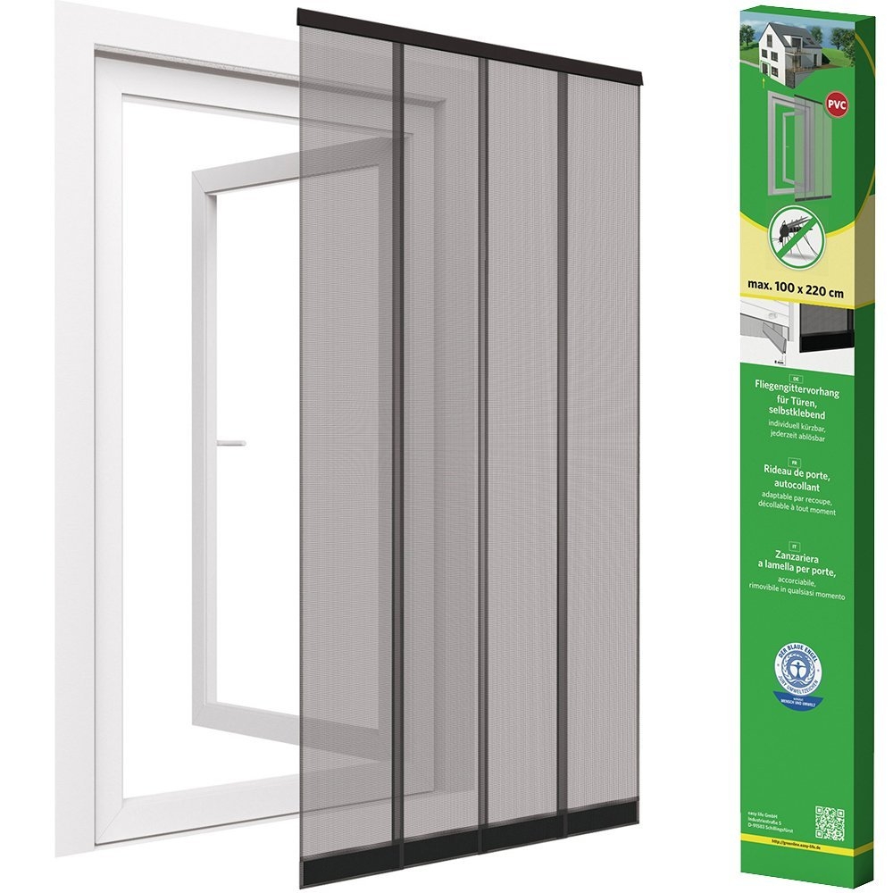 easy life Insektenschutz Fliegengitter für Tür 100 x 220 cm Vorhang Anthrazit