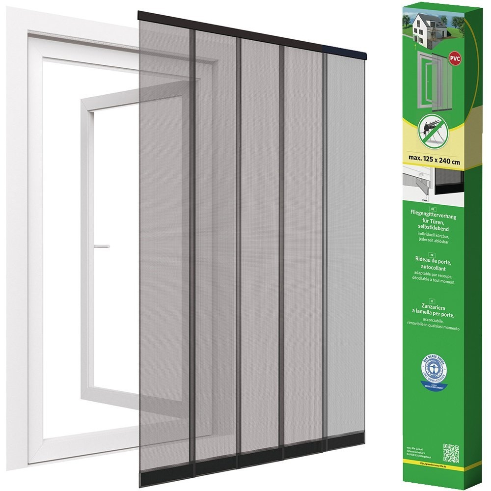 easy life Insektenschutz Fliegengitter für Tür 125 x 240 cm Vorhang Anthrazit NEU