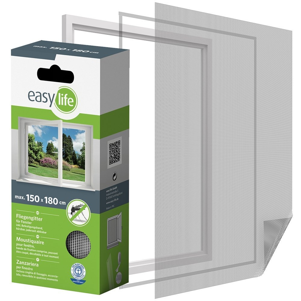 easy life Insektenschutzgitter Fliegengitter für Fenster 150 x 180 cm Weiss NEU