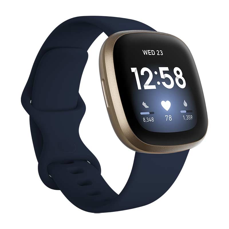 Fitbit Versa 3 Gesundheits- & Fitness-Smartwatch mit GPS nachtblau/softgold