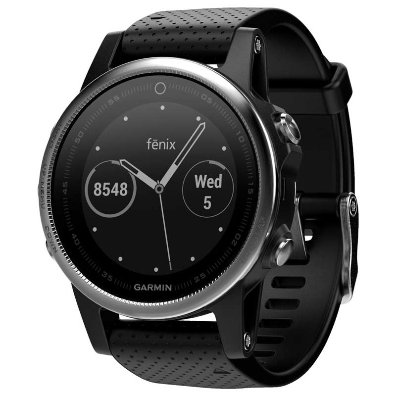 Garmin fenix 5S silber mit schwarzem Armband 42mm