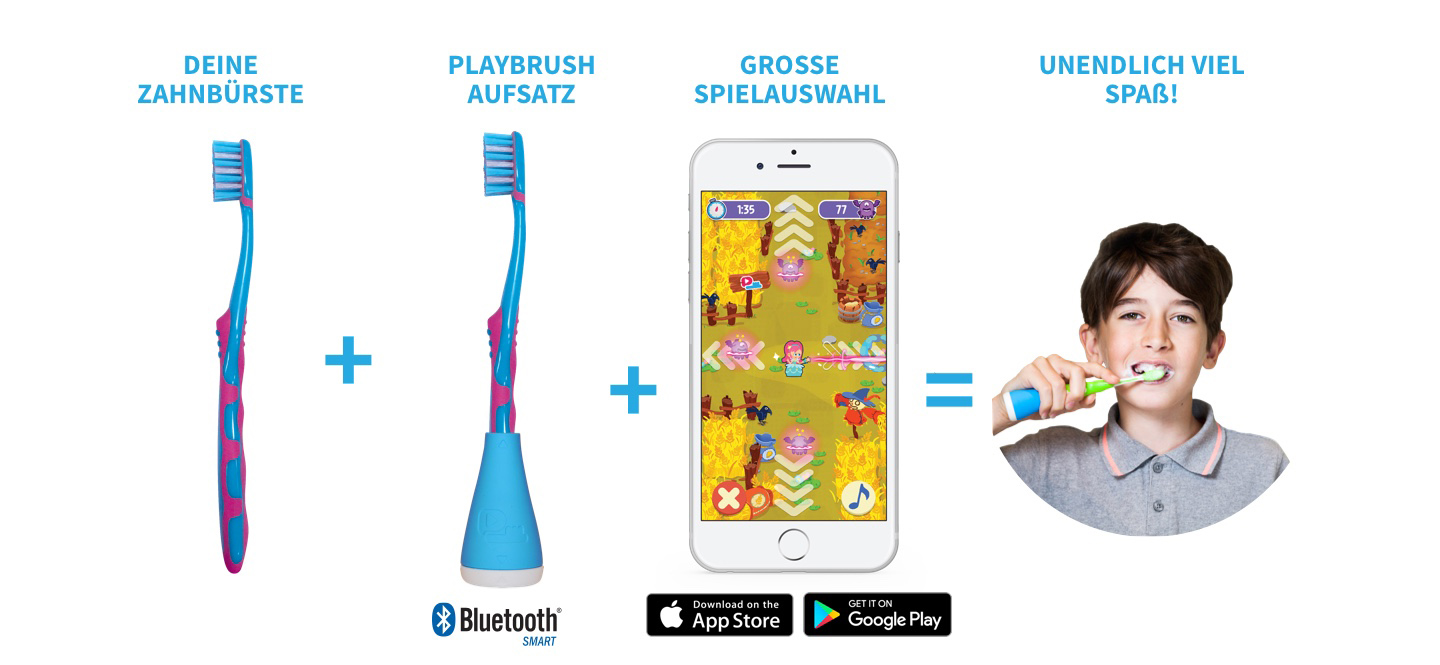 Playbrush Bluetooth Zahnputzaufsatz für Kinderzahnbürsten pink