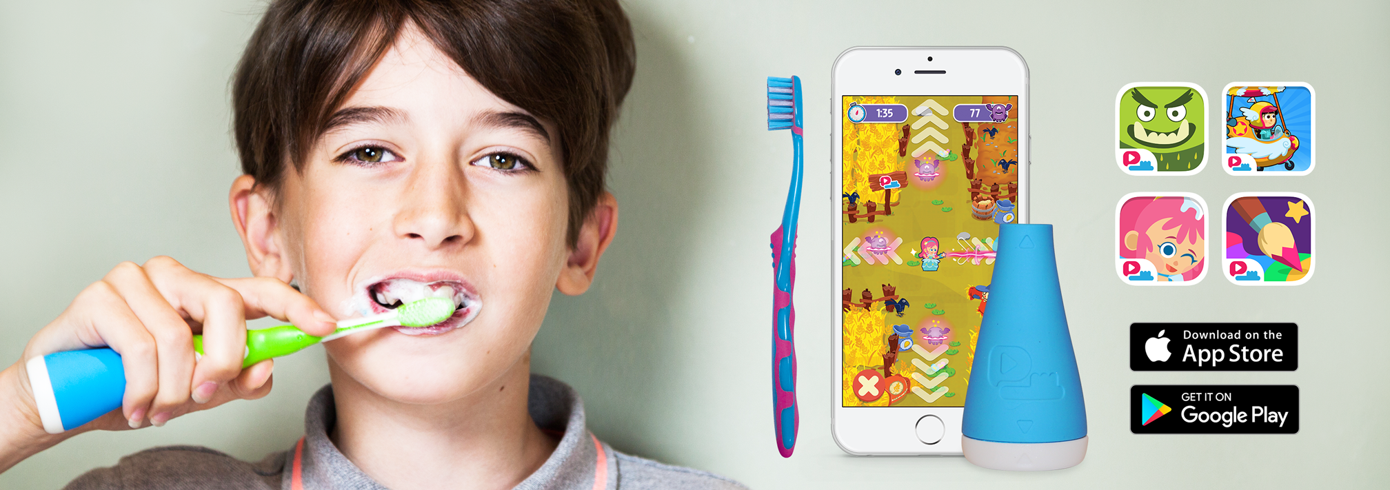 Playbrush Bluetooth Zahnputzaufsatz für Kinderzahnbürsten blau