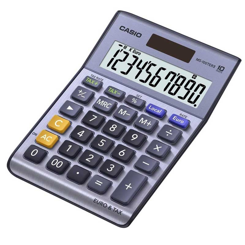 Casio MS-100TERII Einfacher Taschenrechner Batterie/Akku - Metall