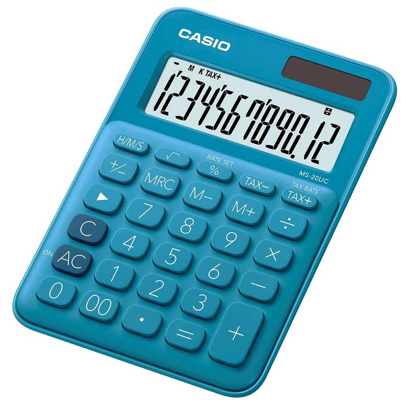 Casio MS-20UC-BU Einfacher Taschenrechner Batterie/Solar - blau
