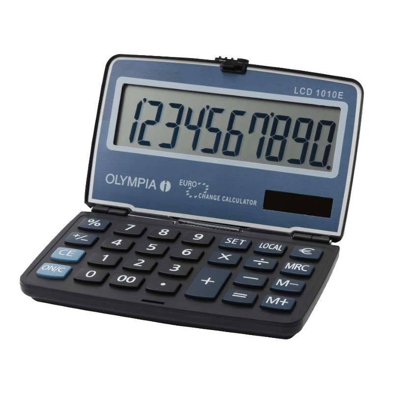 Olympia LCD 1010E Mini Taschenrechner (klappbar) - stahlblau