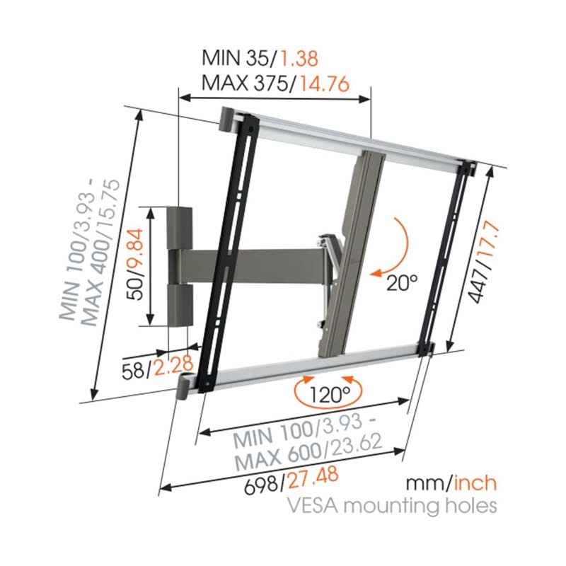 Vogel's THIN 325 TV-Wandhalterung für 102-165 cm (40-65 Zoll) Fernseher