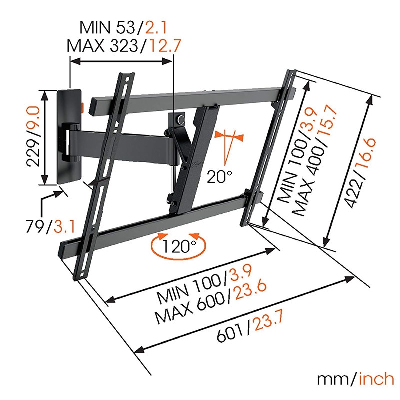 Vogel's WALL 3325 TV-Wandhalterung für 102-165 cm (40-65 Zoll) Fernseher schwarz