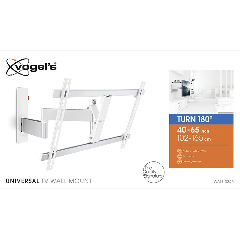 Vogel's Wall 3345 TV-Wandhalterung für 102-165 cm (40-65 Zoll) Fernseher weiß (2.Wahl)