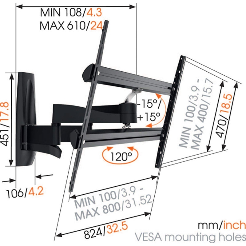 Vogel's WALL 3450 TV-Wandhalterung für 140-254 cm (55-100 Zoll) Fernseher