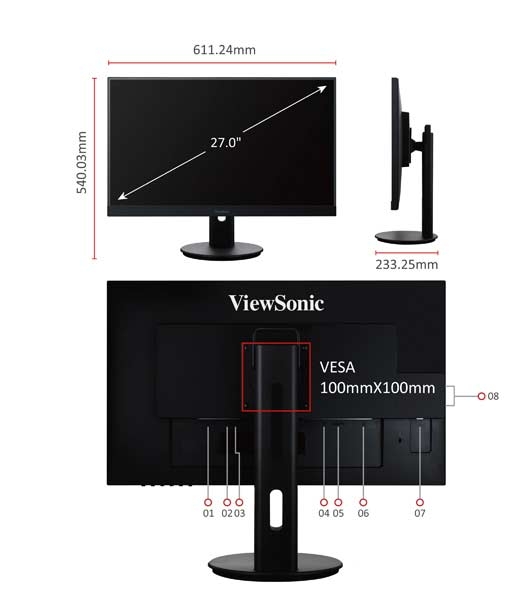 Viewsonic VG2739 68,6 cm (27 Zoll) Full-HD Business Monitor
