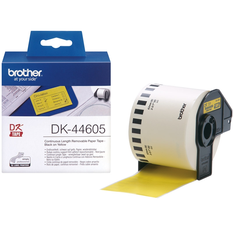 Brother DK44605 Endlosetiketten Papier 62mm x 30.48m gelb