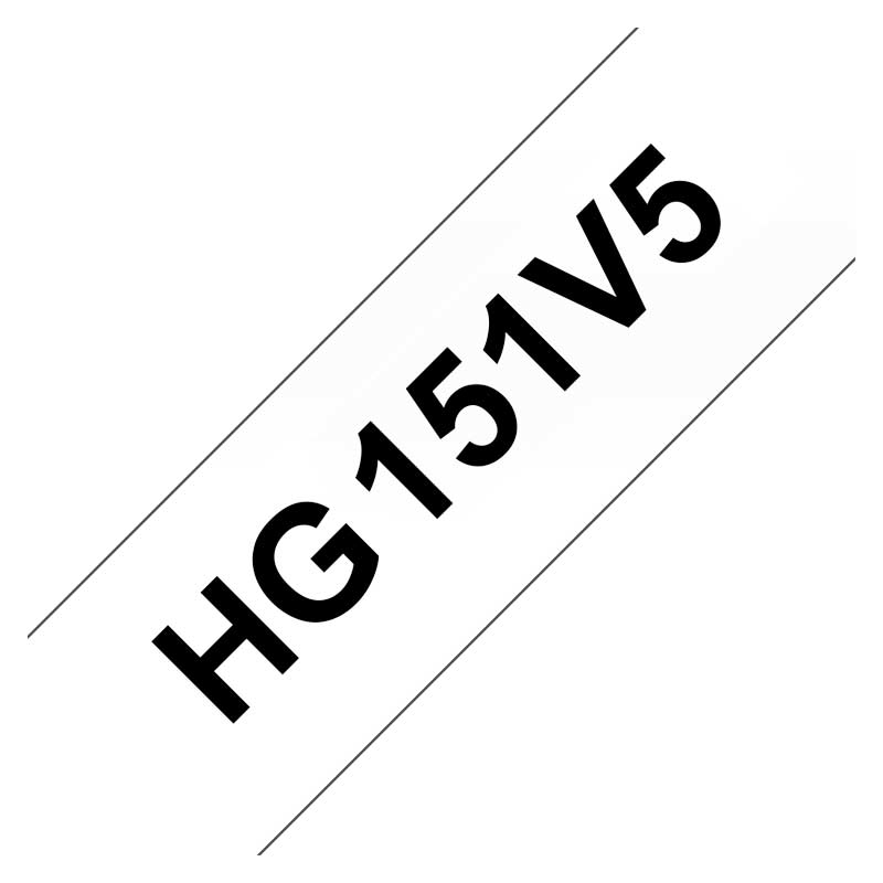 Brother HG151V5 P-touch 5x Schriftbandkassette 24mmx8m farblos schwarz laminiert